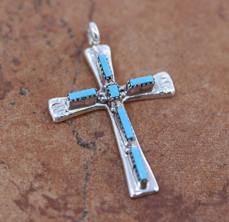 Turquoise Cross Necklace- Silver | Luv Aj