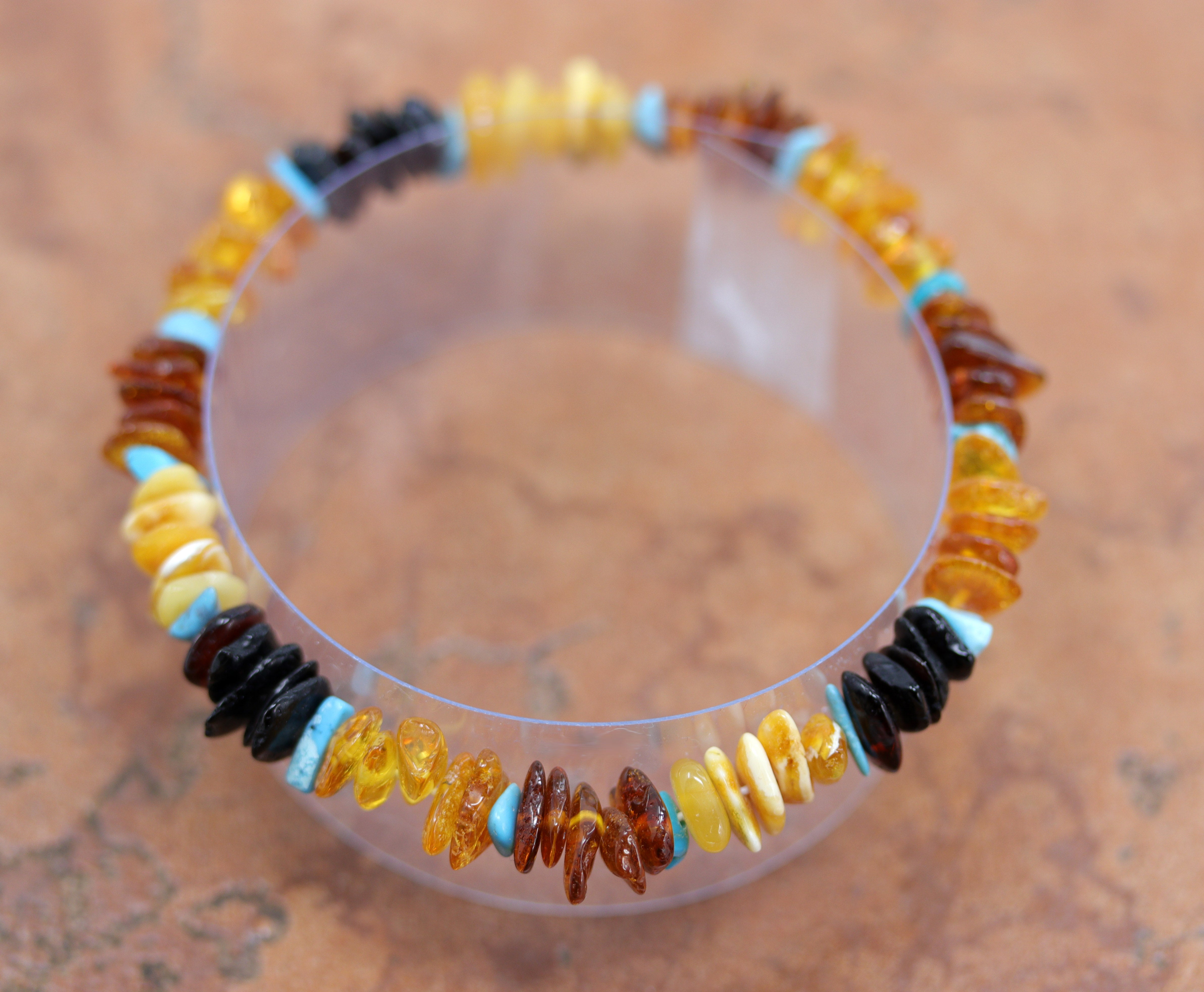 Baltic Amber Turquoise Stretch Anklet