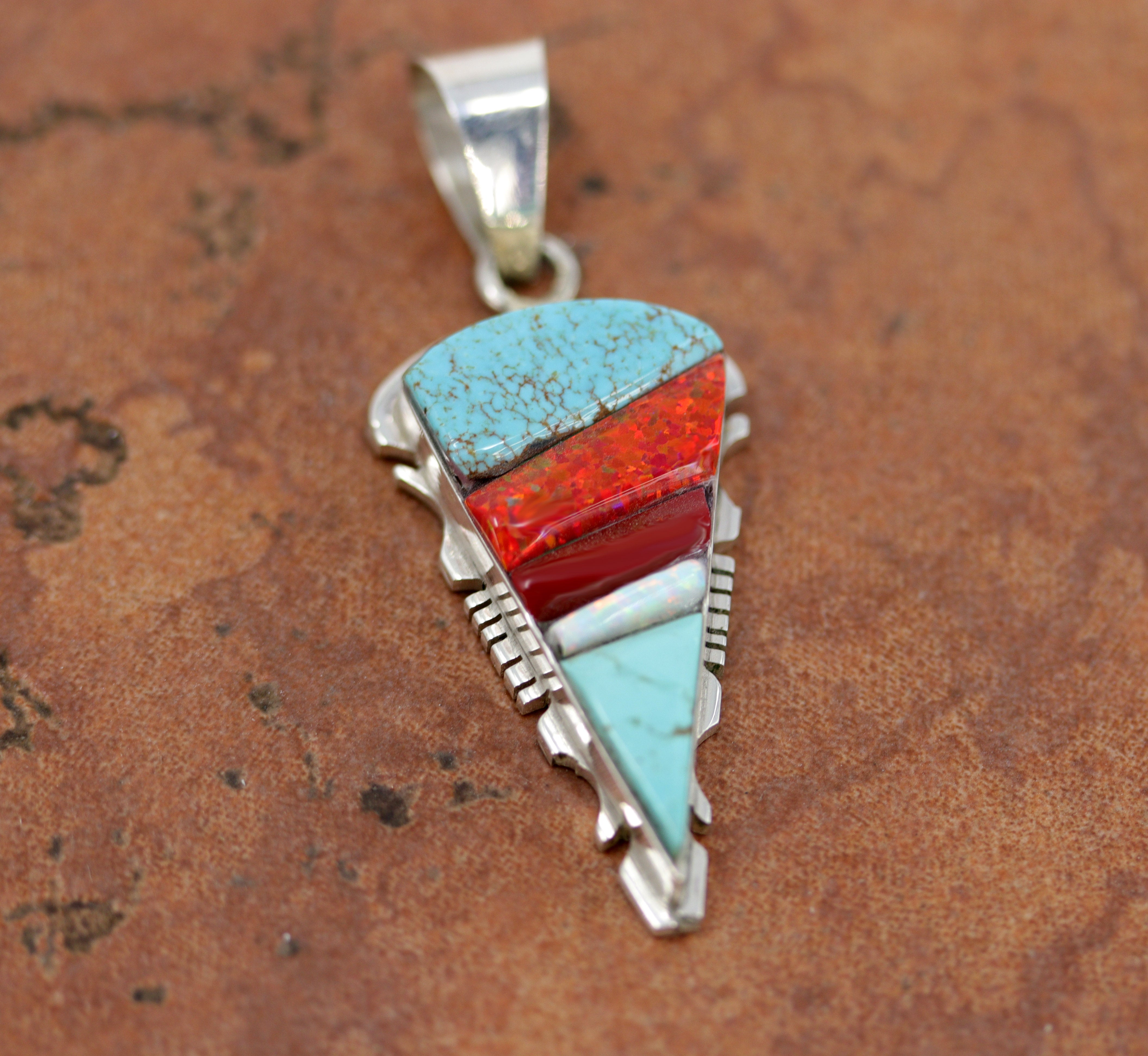 Native American shops Navajo Silver Inlaid Pendant