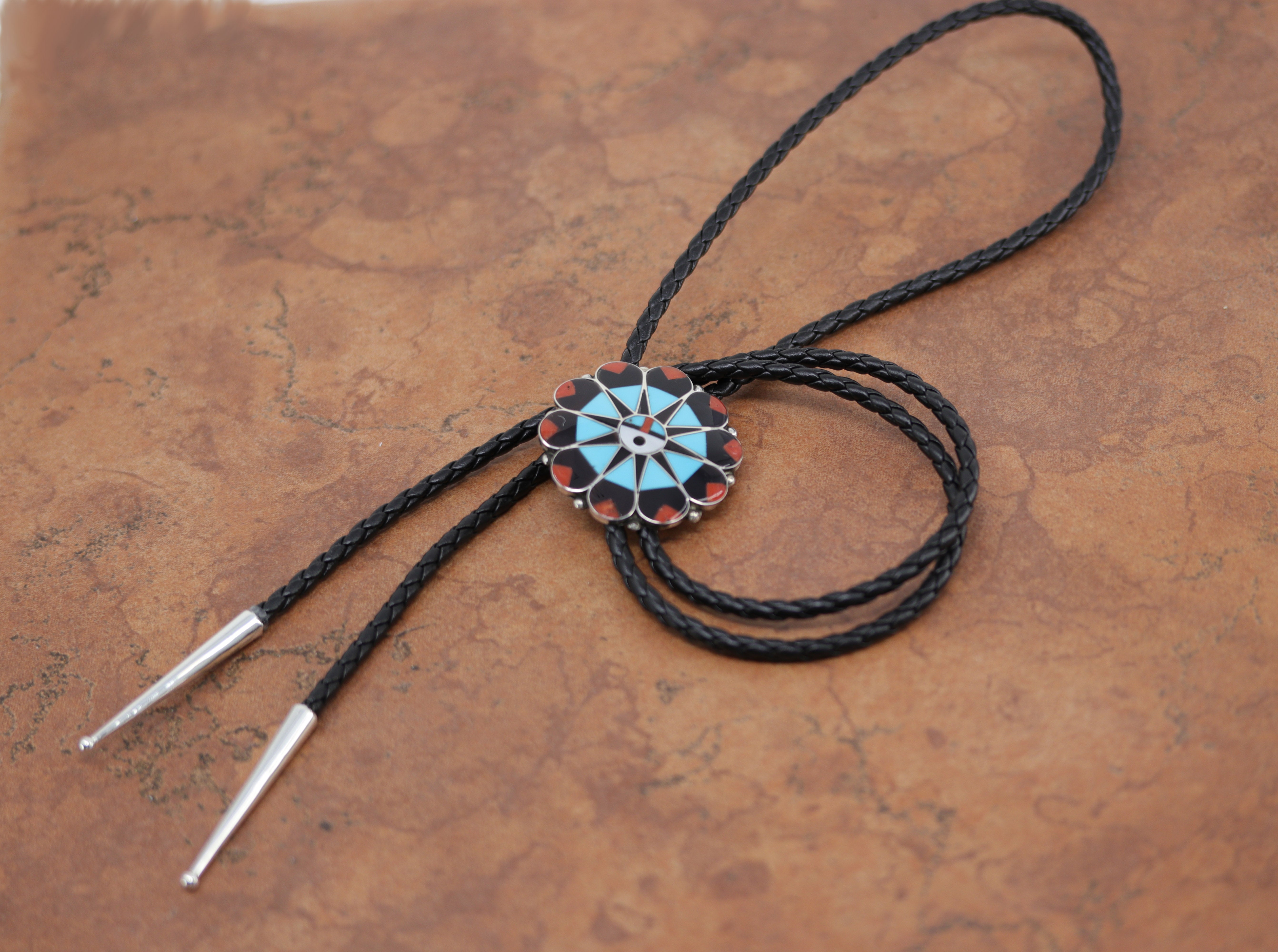 Mohave Blue Turquoise Bolo Tie - Western Bolo Tie -Cowboy Bolo 2024 Tie Necklace - Sterling Silver Bolo Tie